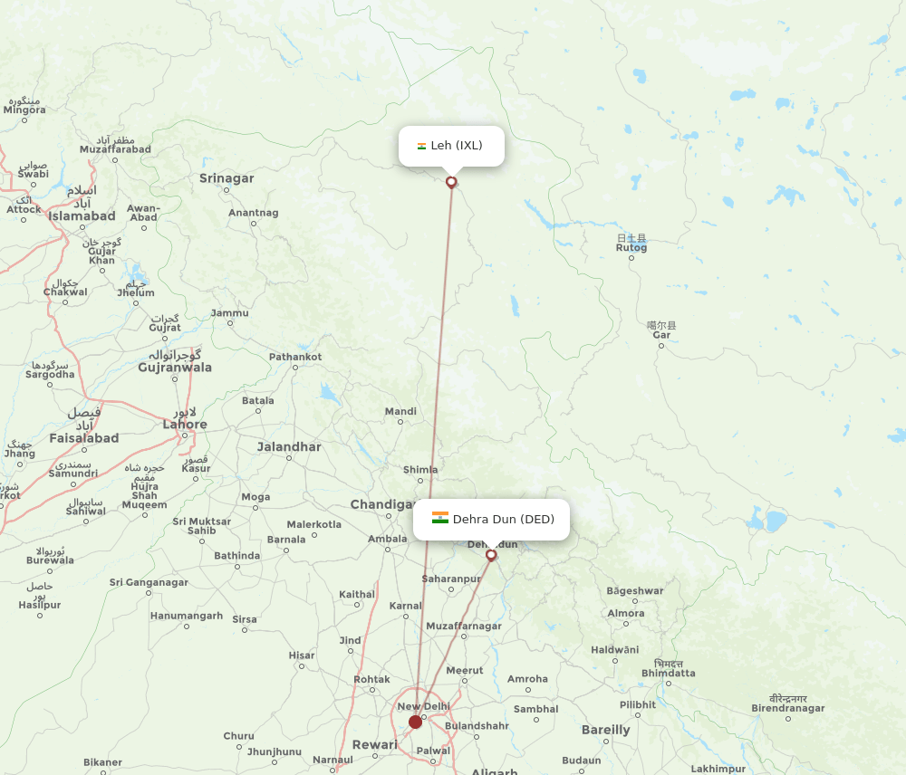 IXL-DED flight routes