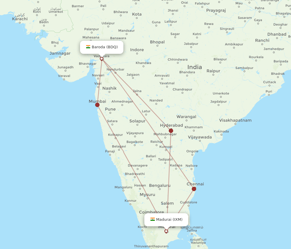 IXM-BDQ flight routes