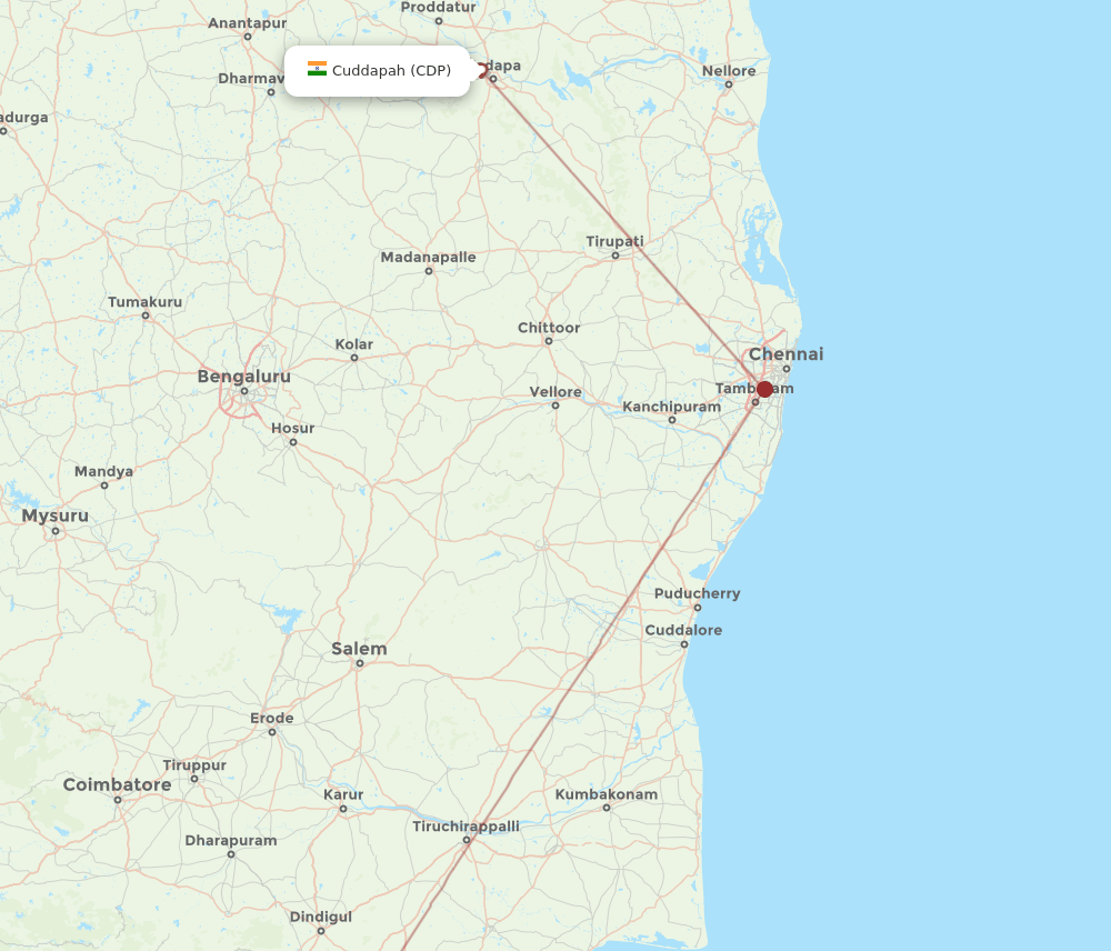 IXM to CDP flights and routes map
