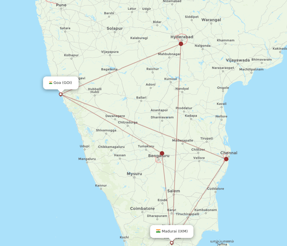 IXM to GOI flights and routes map