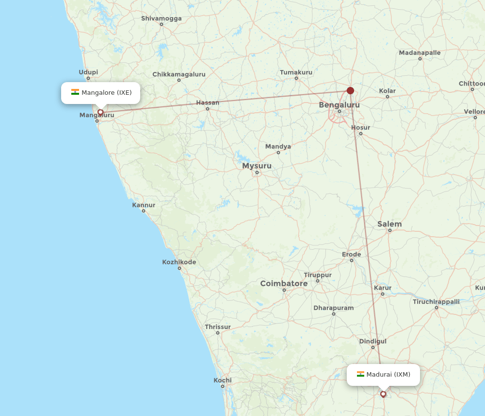 IXM to IXE flights and routes map