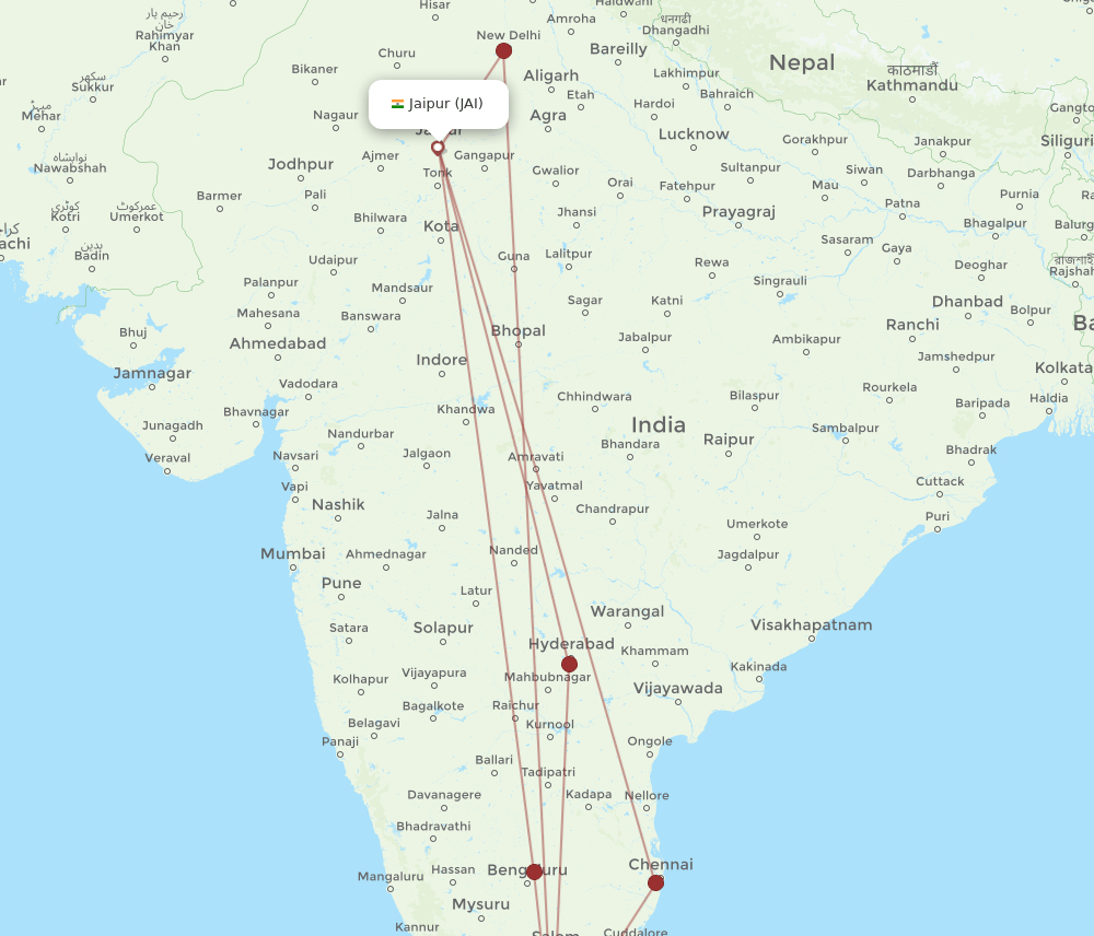 IXM-JAI flight routes