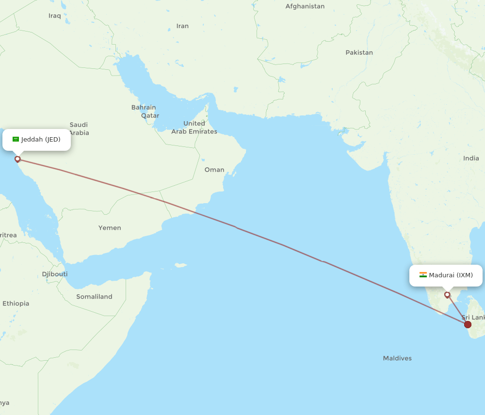 IXM-JED flight routes