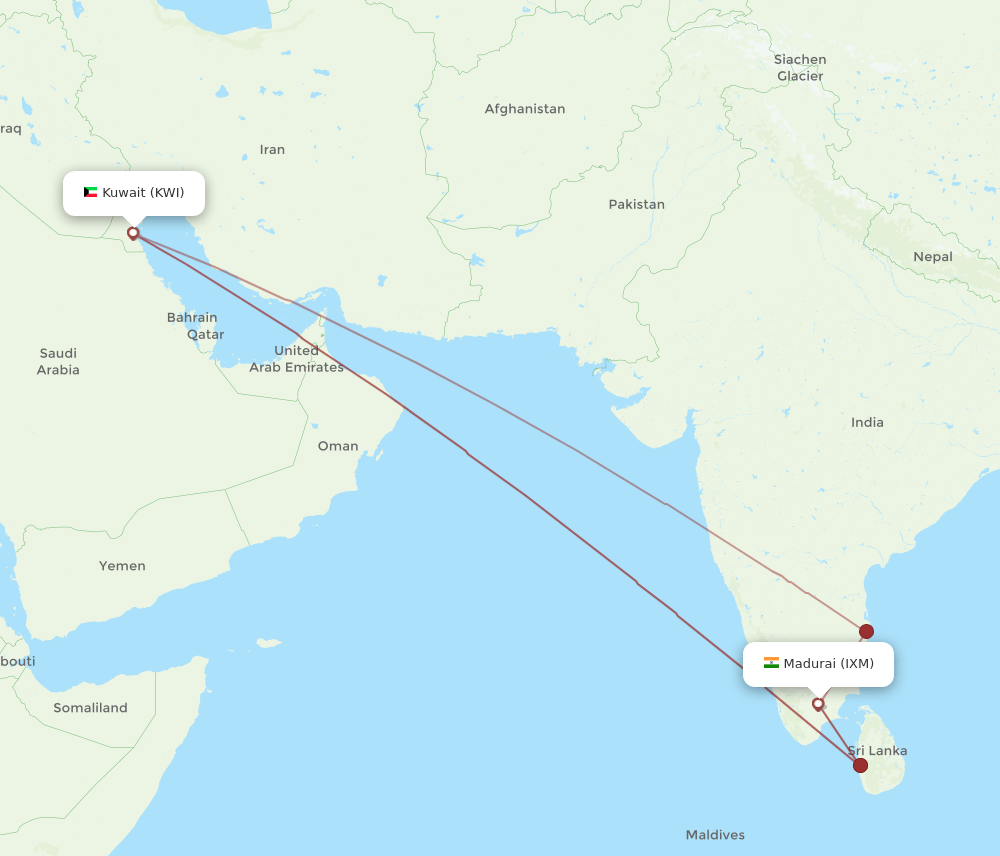 IXM-KWI flight routes
