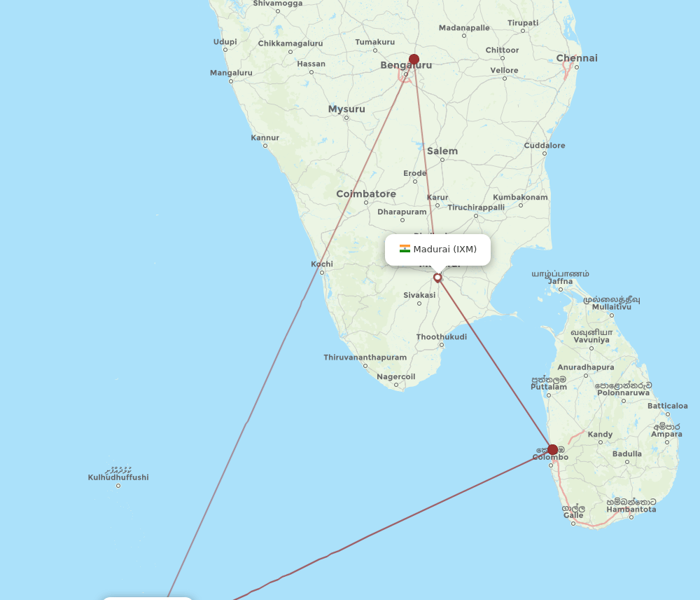 IXM to MLE flights and routes map
