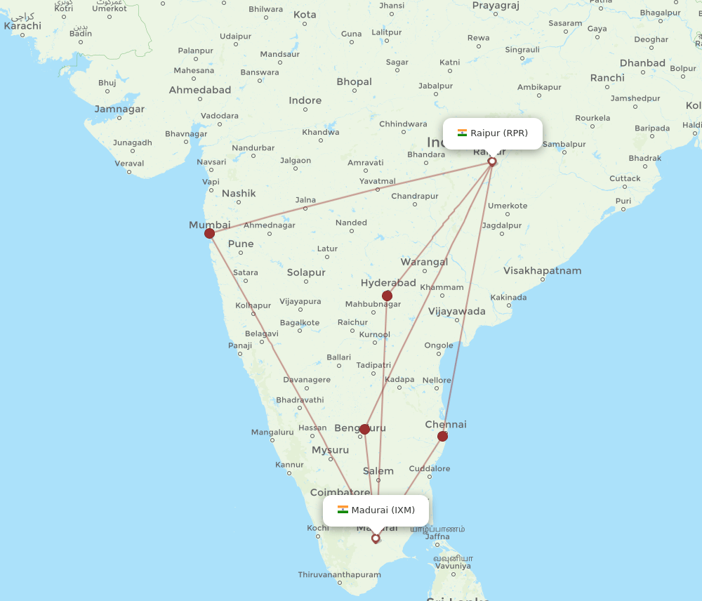 IXM to RPR flights and routes map