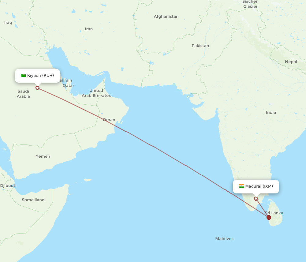 IXM-RUH flight routes