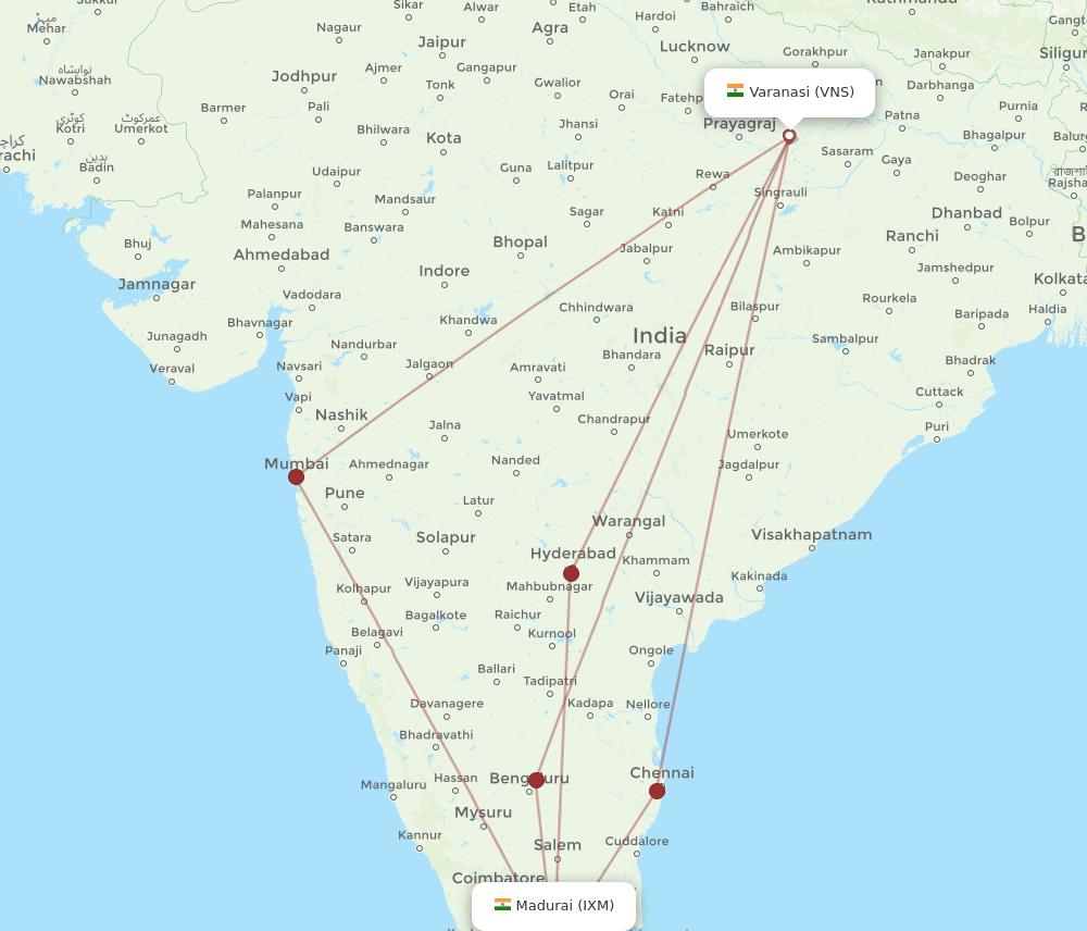 IXM-VNS flight routes