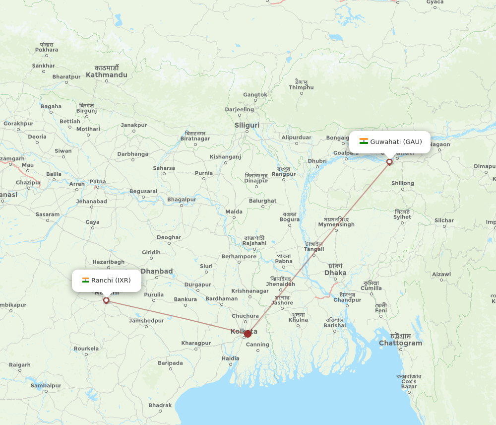 IXR-GAU flight routes