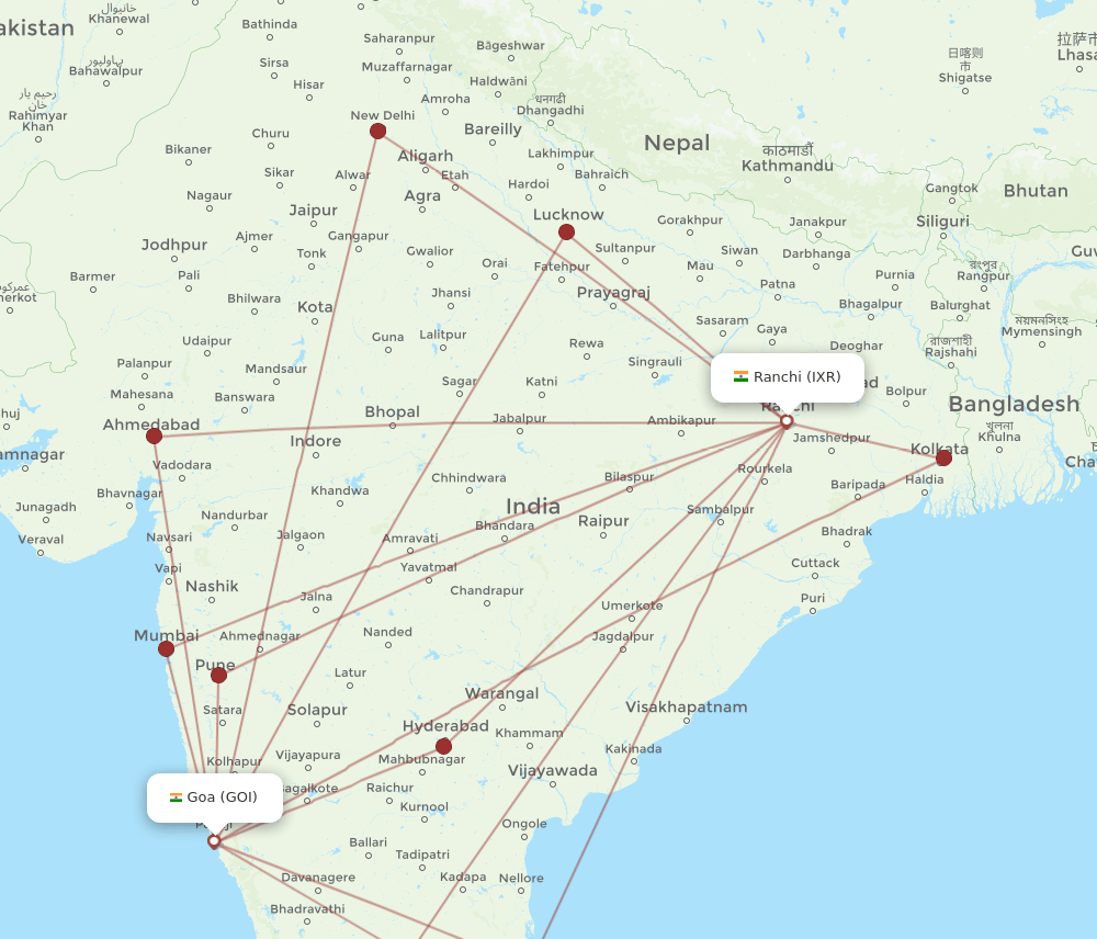 IXR-GOI flight routes