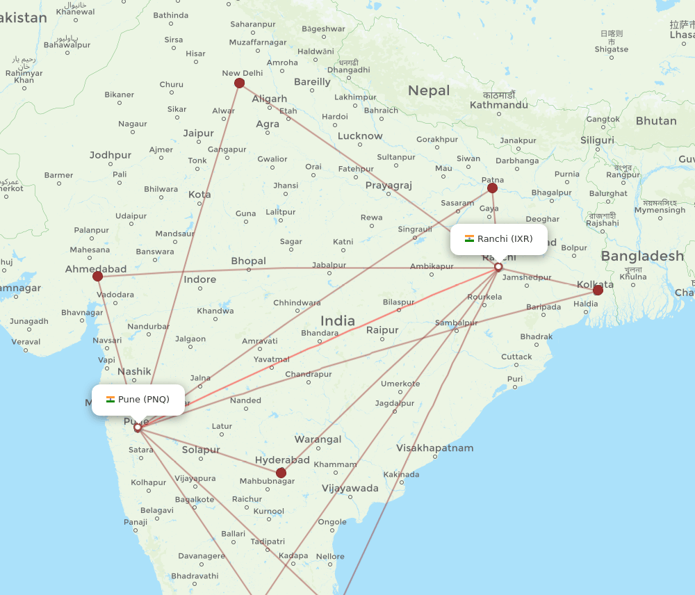 IXR-PNQ flight routes