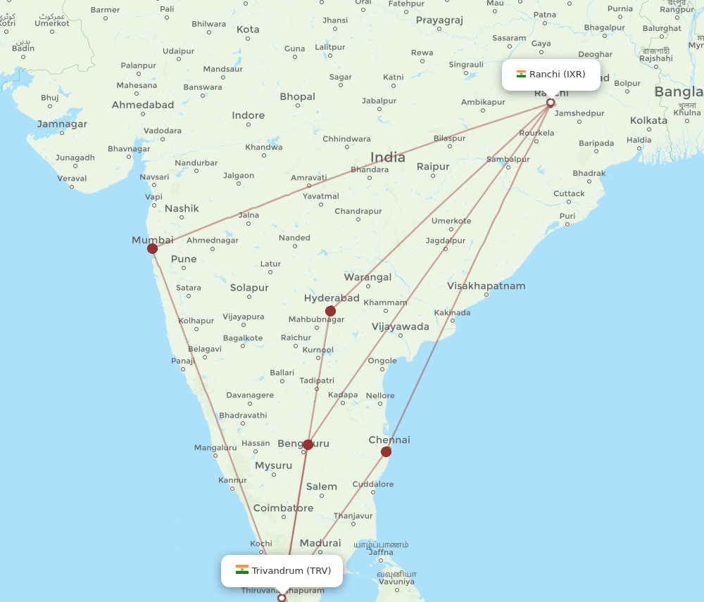 IXR-TRV flight routes