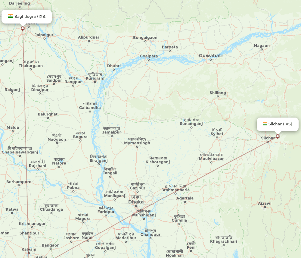 IXS-IXB flight routes