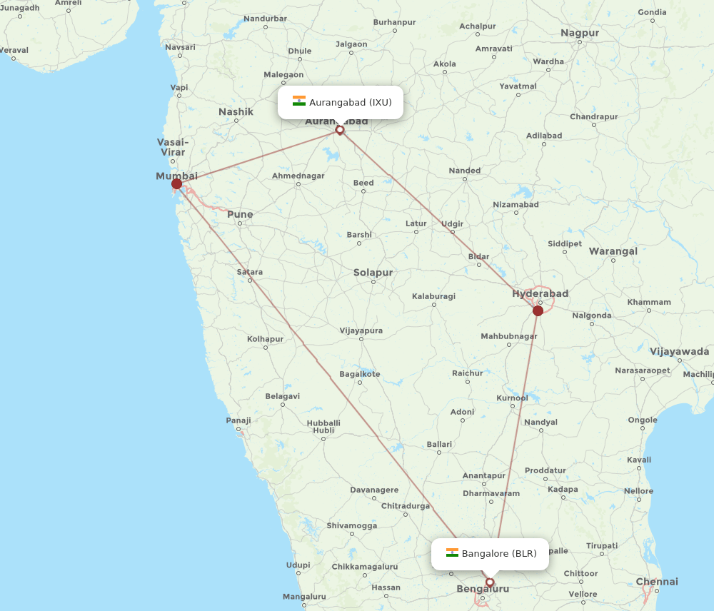 IXU-BLR flight routes