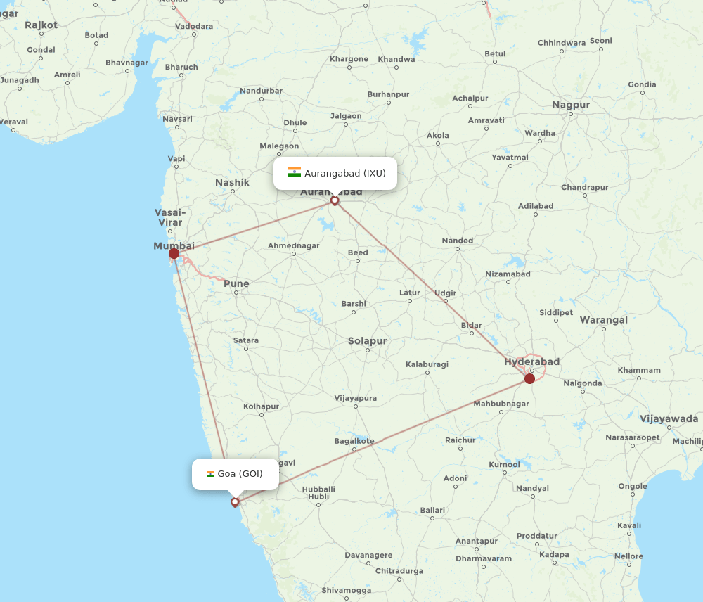 IXU-GOI flight routes