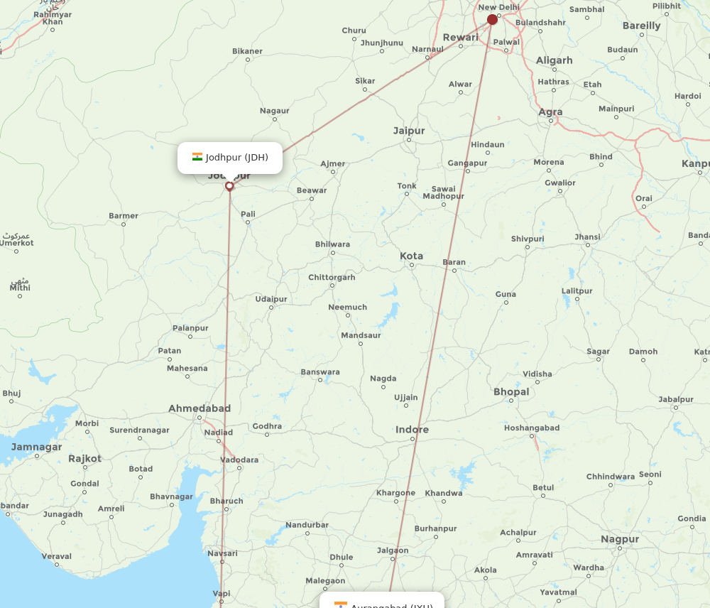 IXU-JDH flight routes
