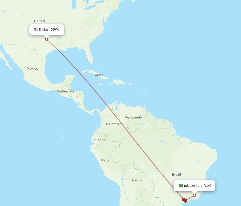IZA-DFW flight routes