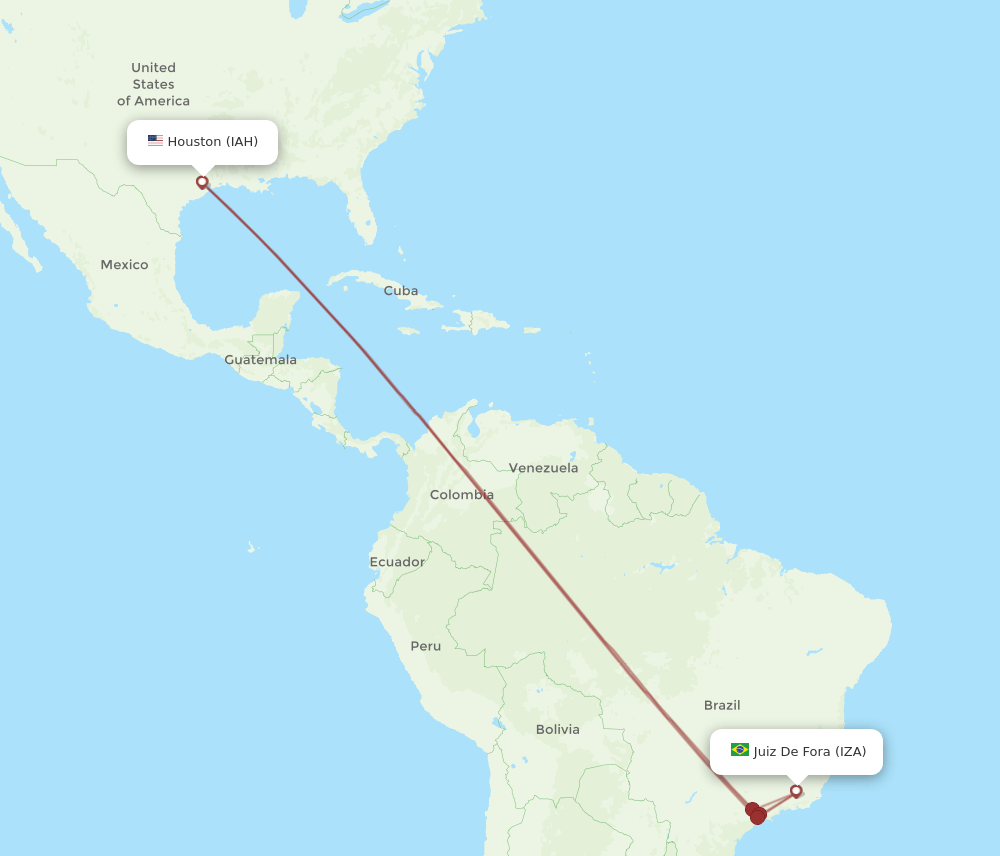 IZA-IAH flight routes