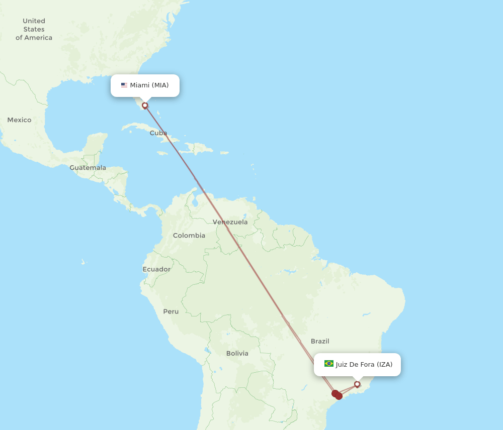 IZA-MIA flight routes