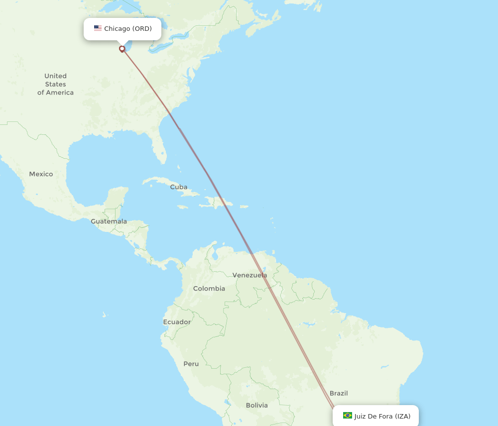 IZA-ORD flight routes