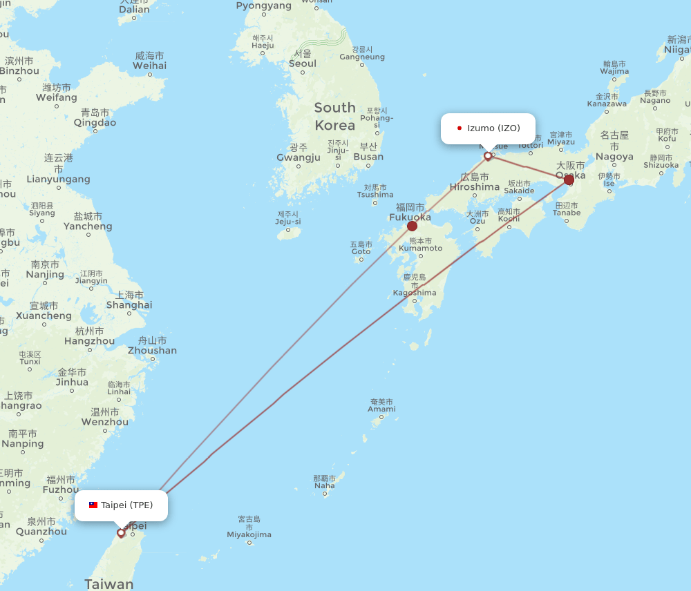 IZO-TPE flight routes