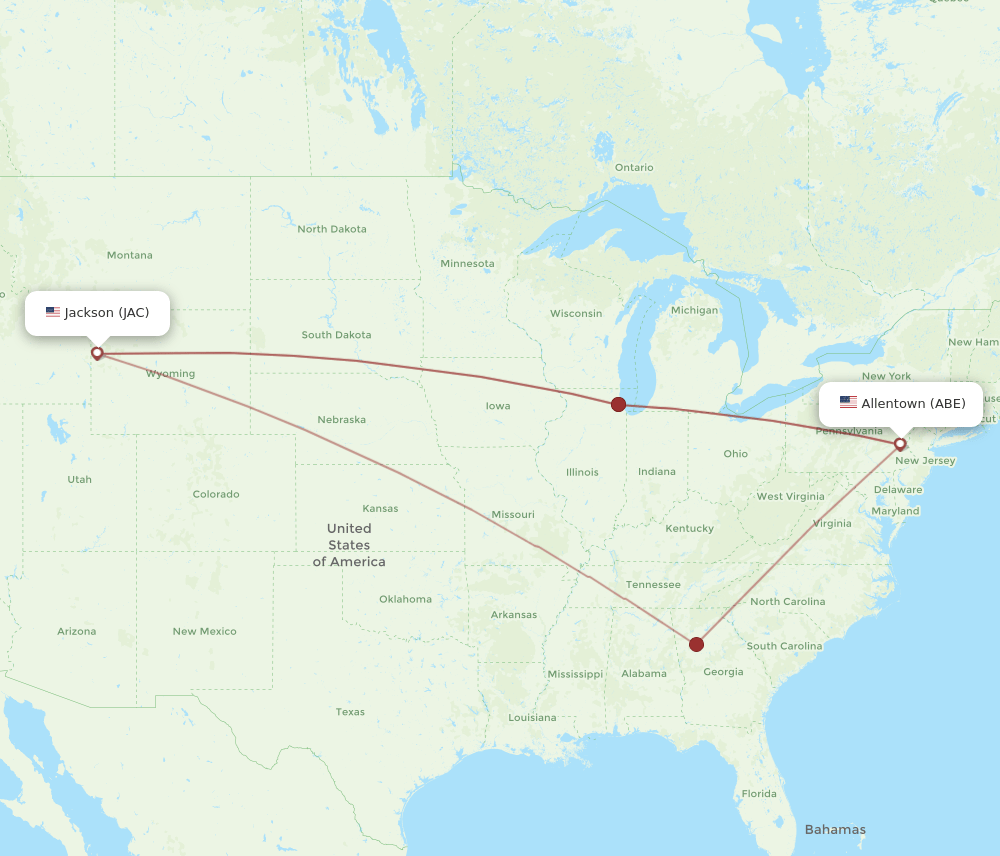JAC-ABE flight routes