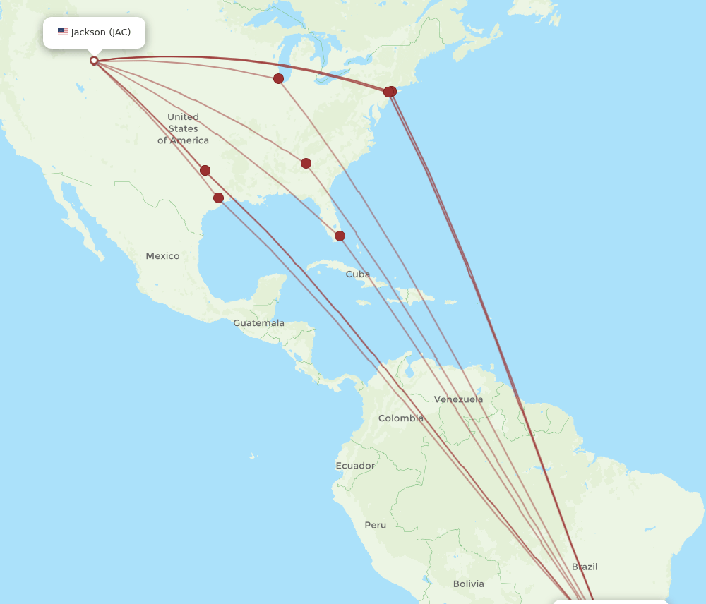 JAC to GRU flights and routes map
