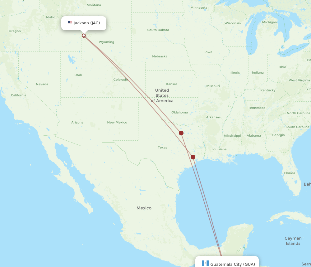 JAC-GUA flight routes