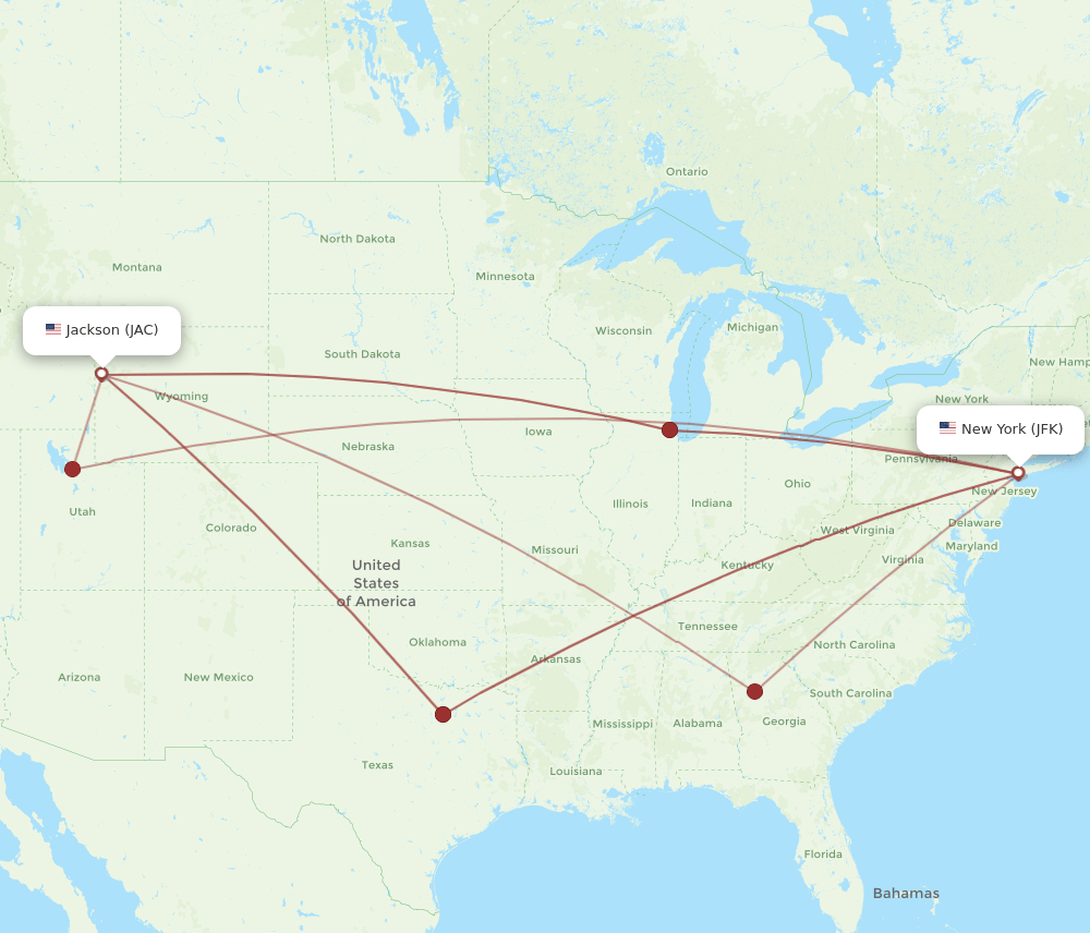 JAC-JFK flight routes