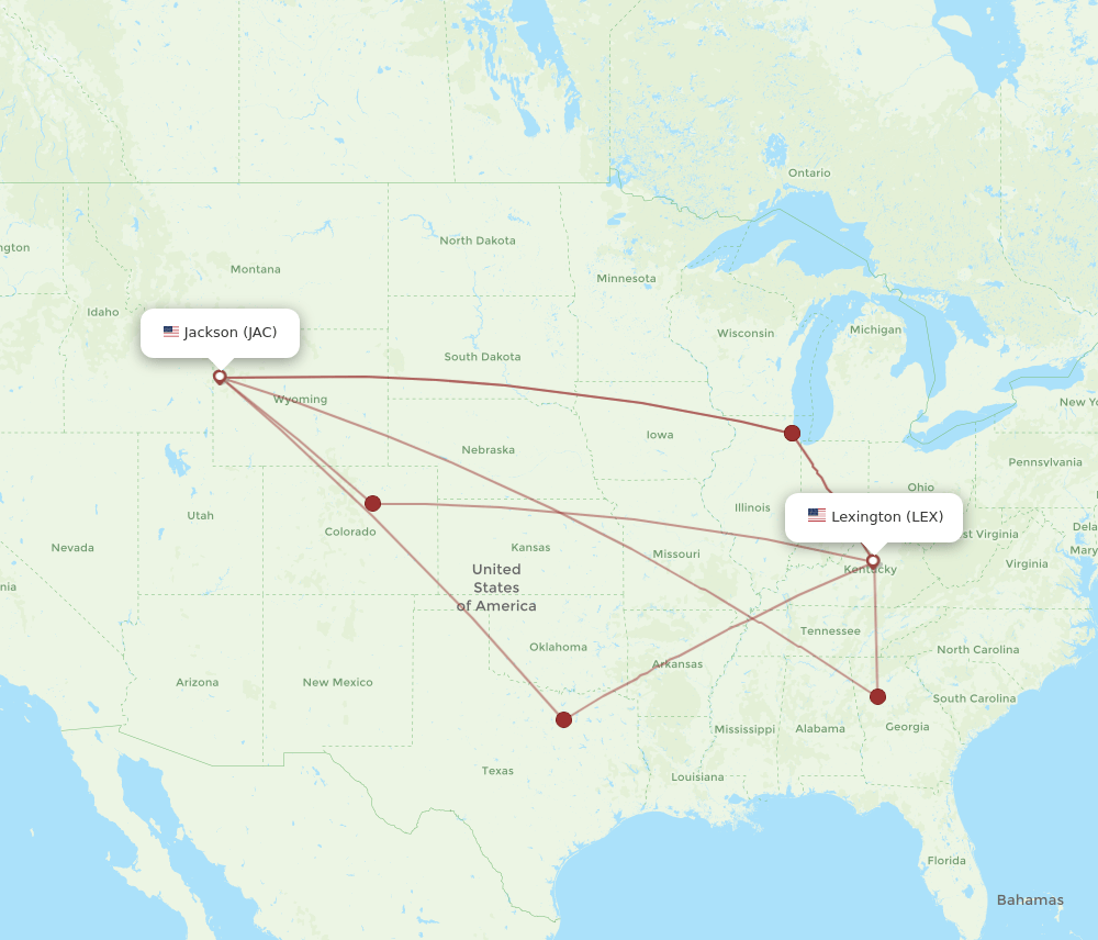 JAC-LEX flight routes