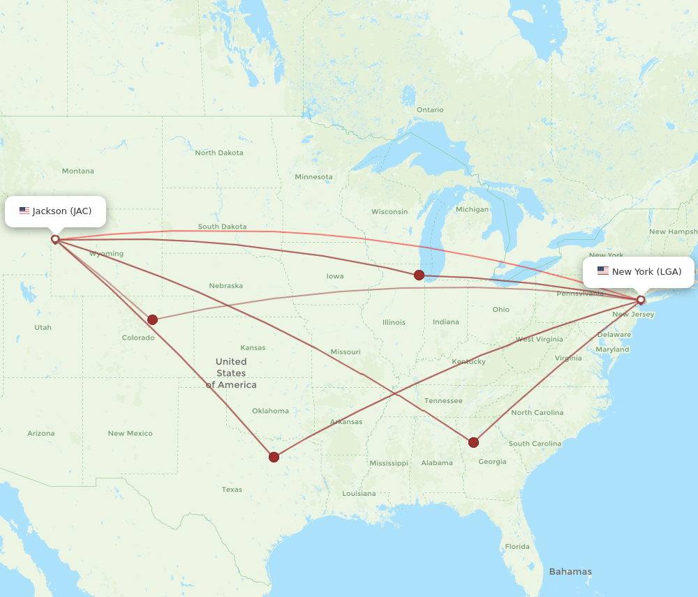 JAC-LGA flight routes