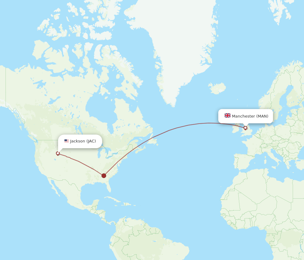 MAN to JAC flights and routes map