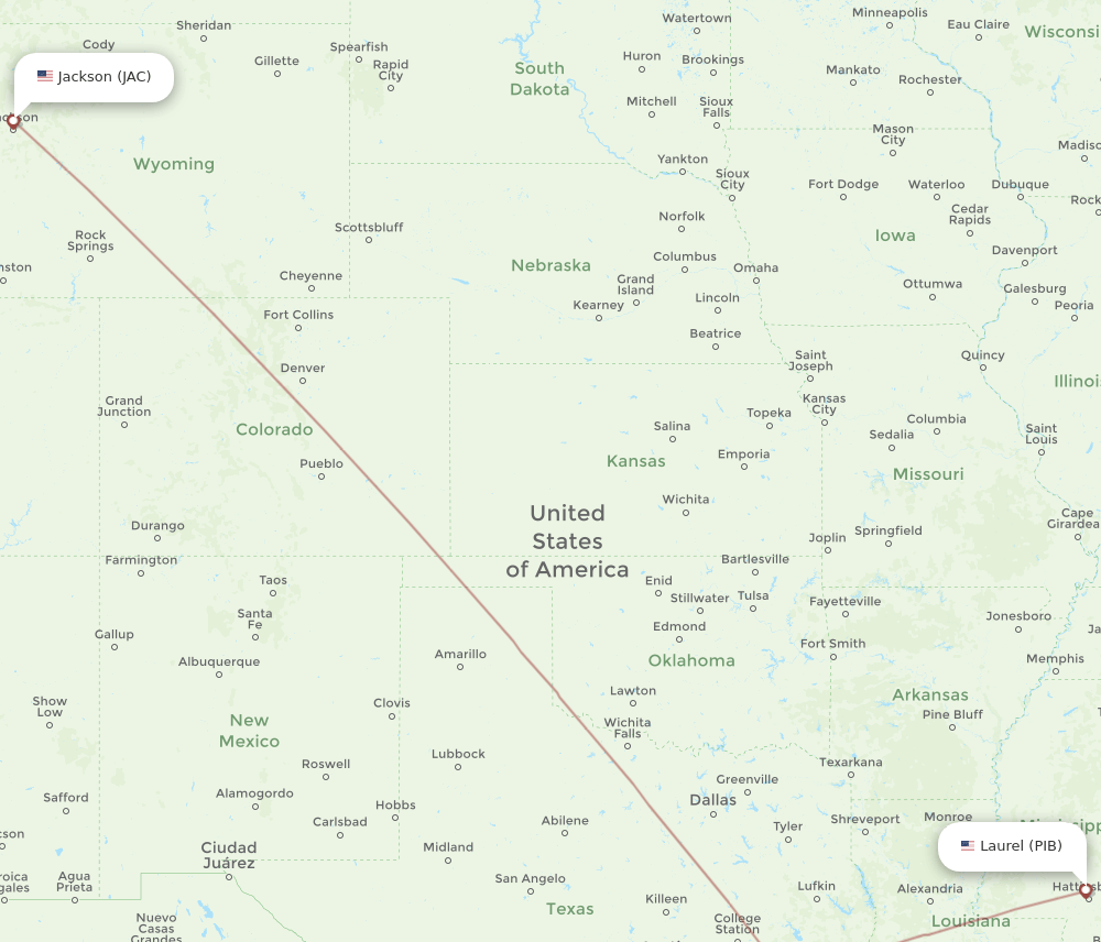 Laurel - Jackson route map and flight paths