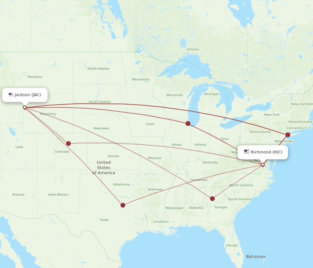 JAC-RIC flight routes