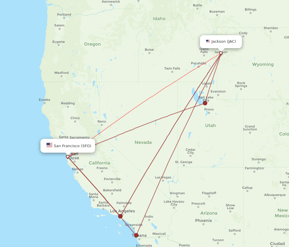 JAC-SFO flight routes