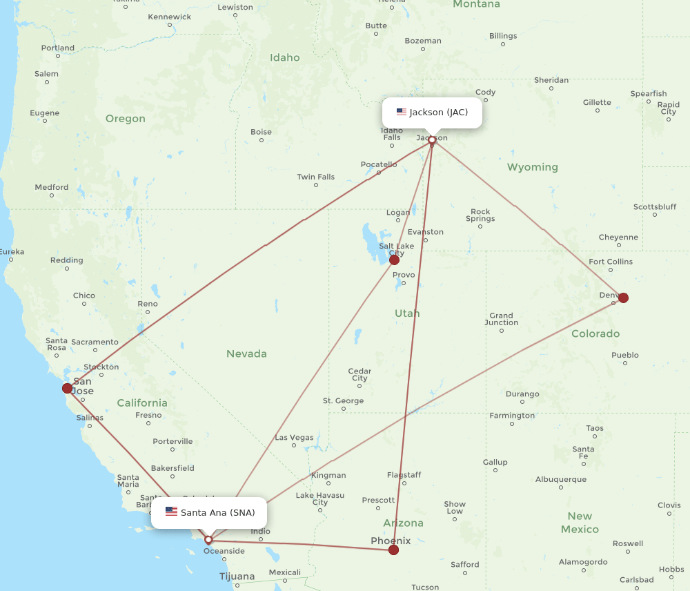 JAC-SNA flight routes