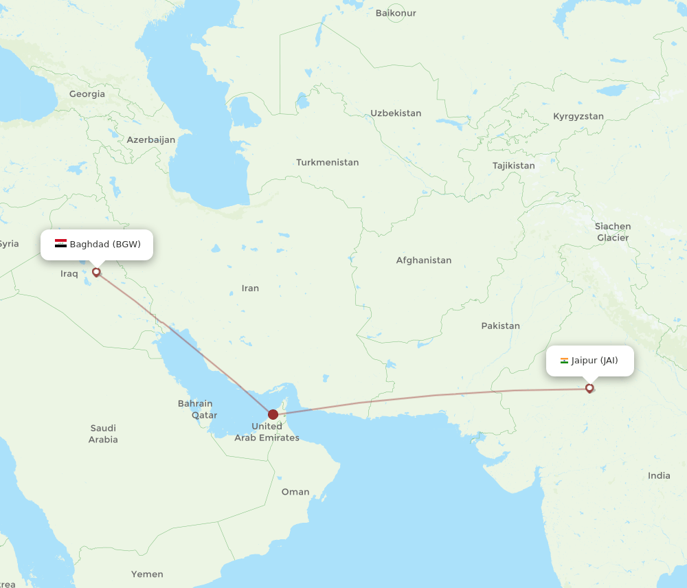 JAI-BGW flight routes
