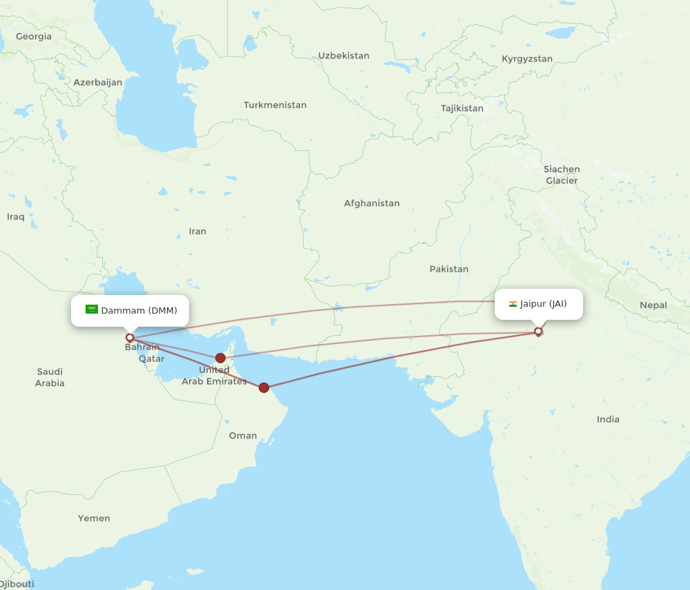 JAI-DMM flight routes