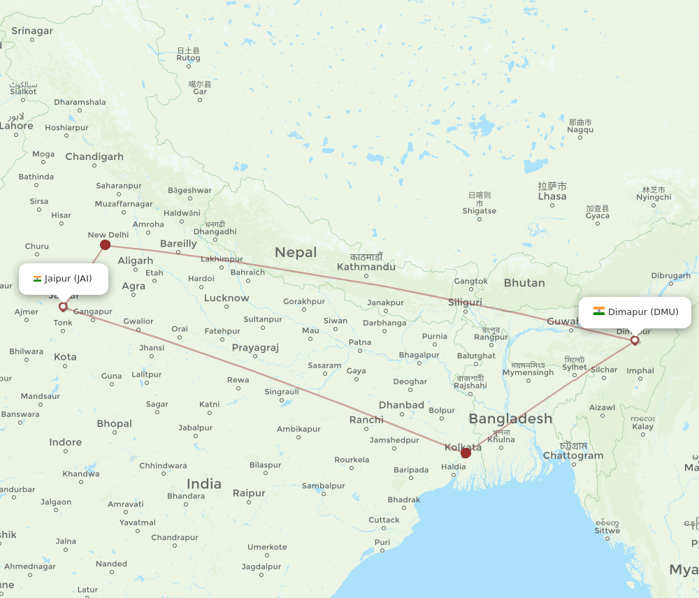 JAI-DMU flight routes