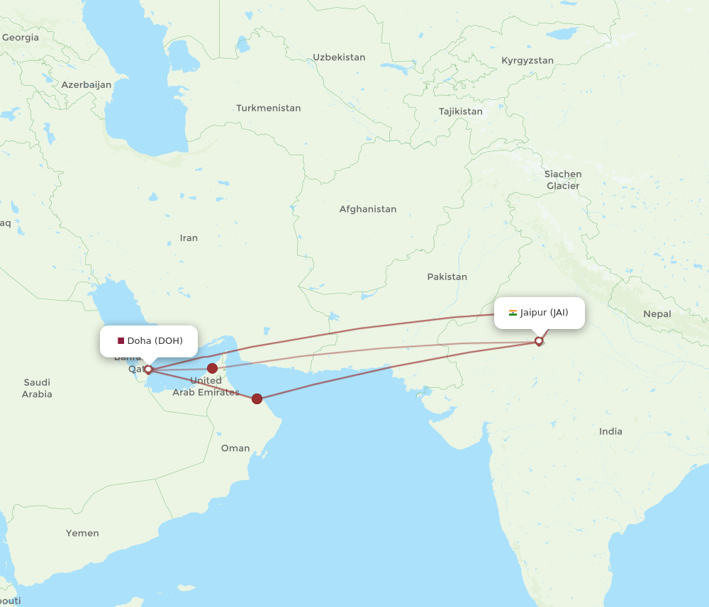 JAI-DOH flight routes