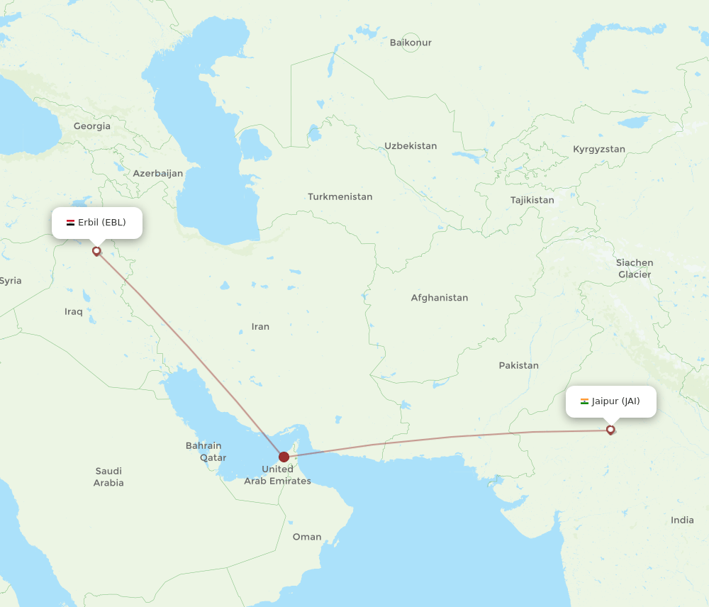 JAI-EBL flight routes