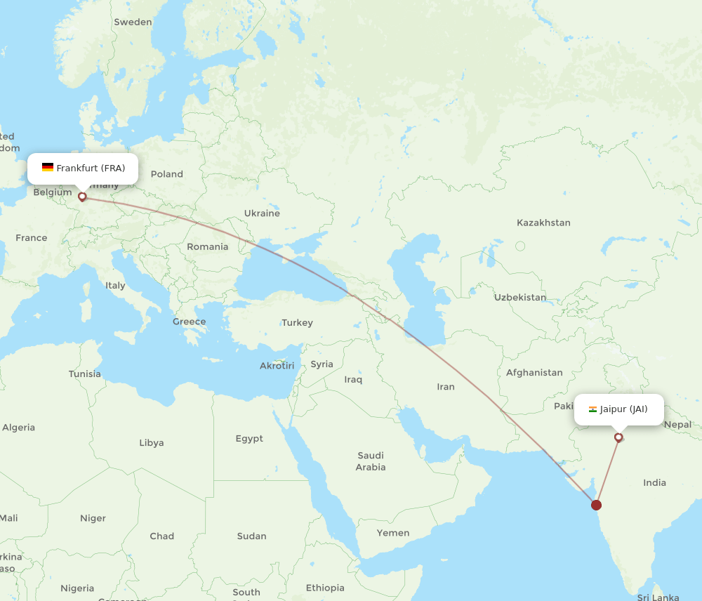 JAI-FRA flight routes