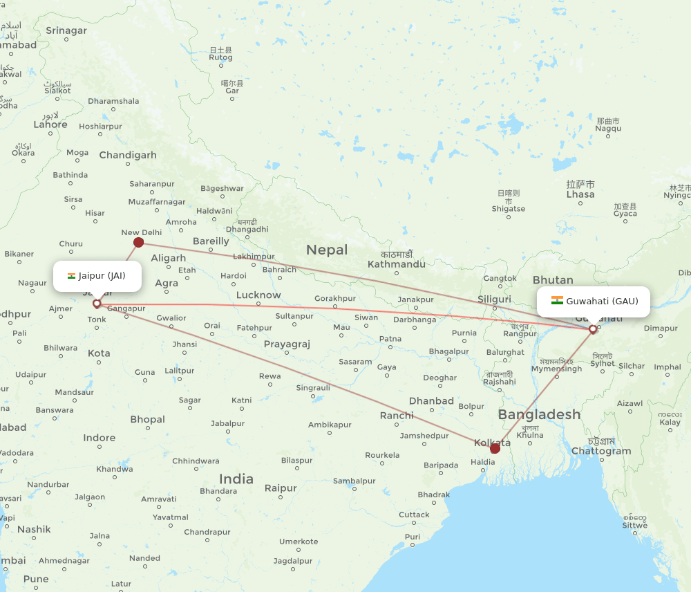 JAI-GAU flight routes