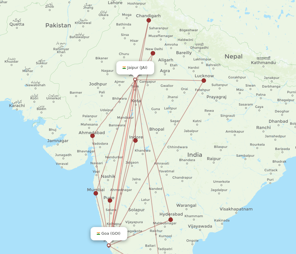 JAI-GOI flight routes