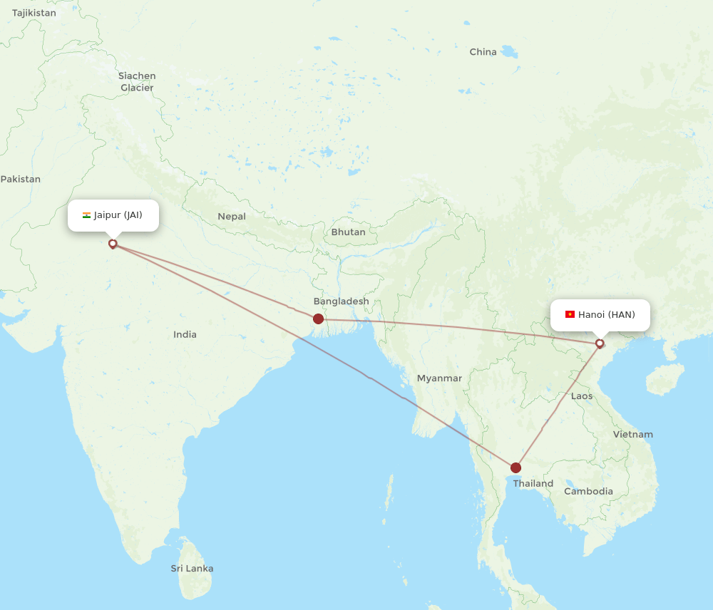 JAI-HAN flight routes