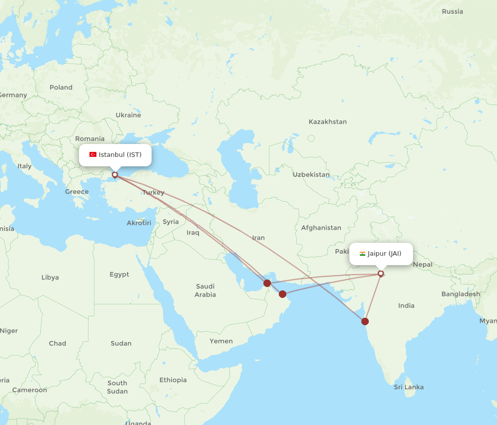 JAI-IST flight routes