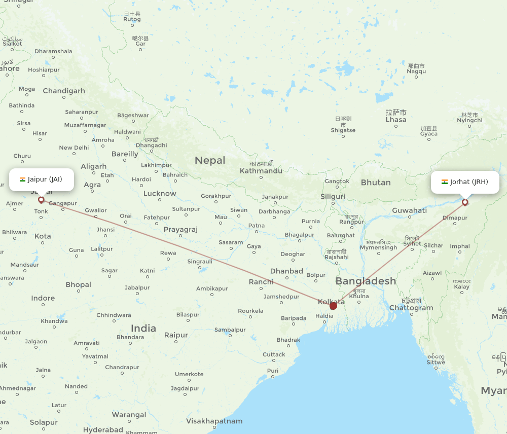 JAI to JRH flights and routes map