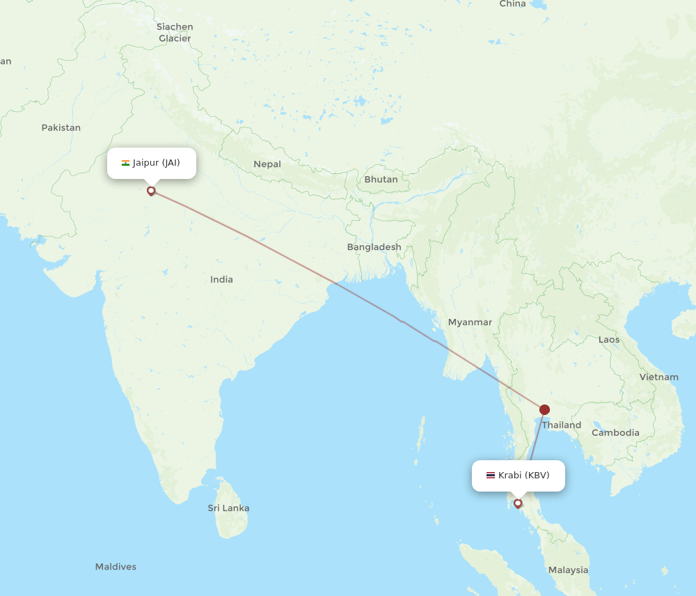 JAI-KBV flight routes