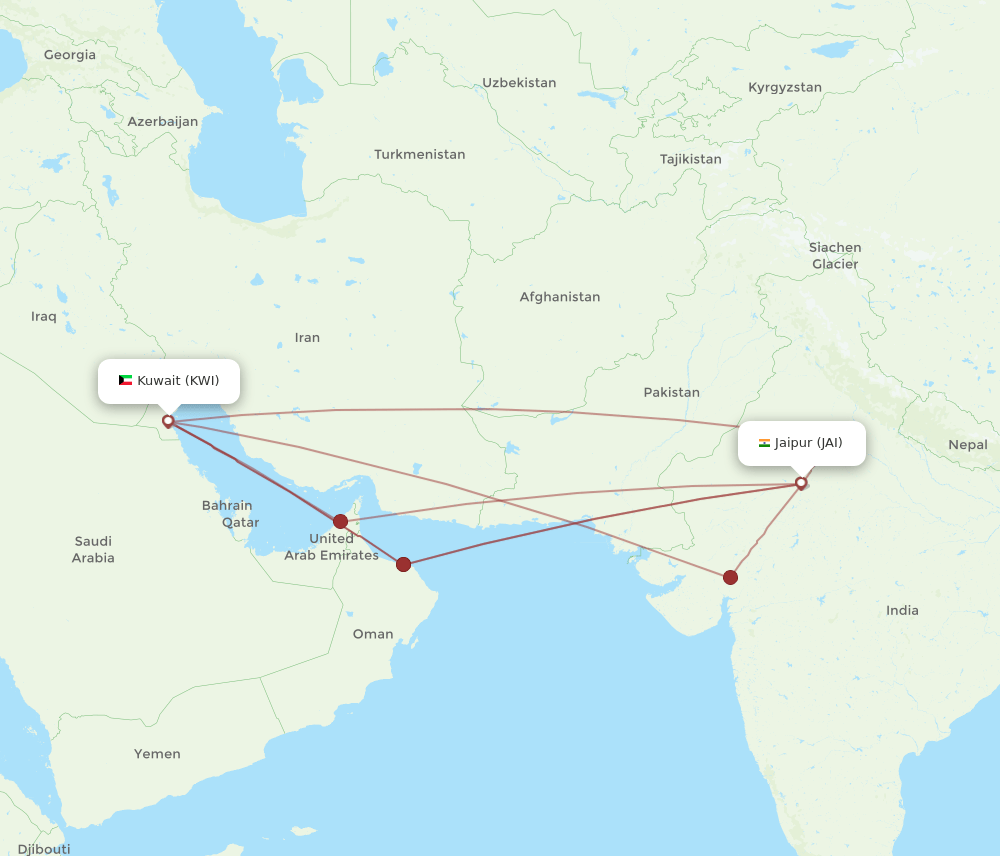 JAI-KWI flight routes