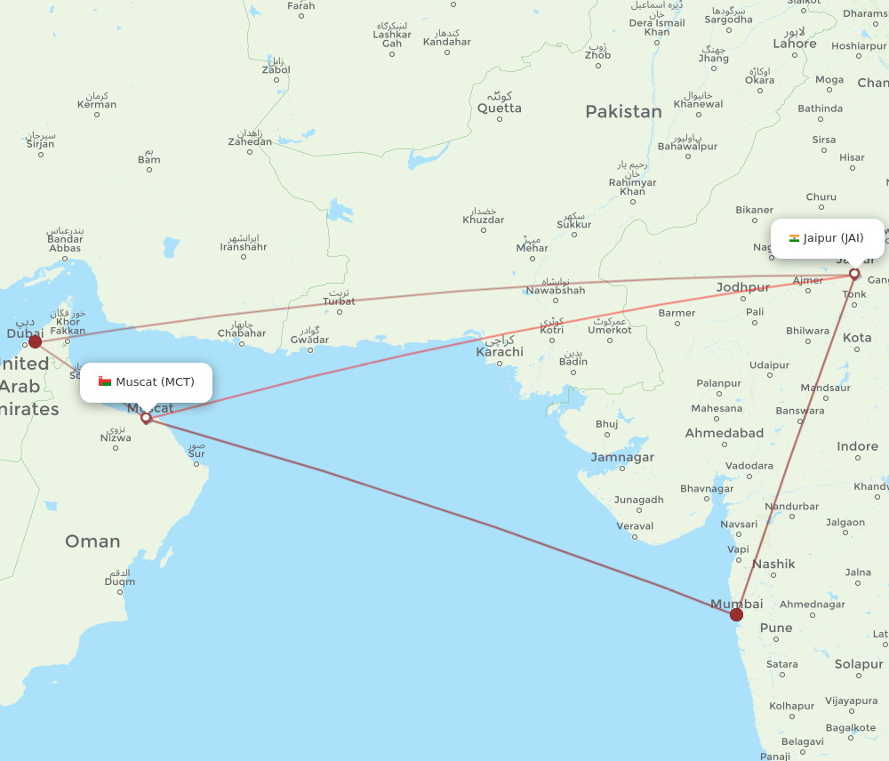 JAI-MCT flight routes